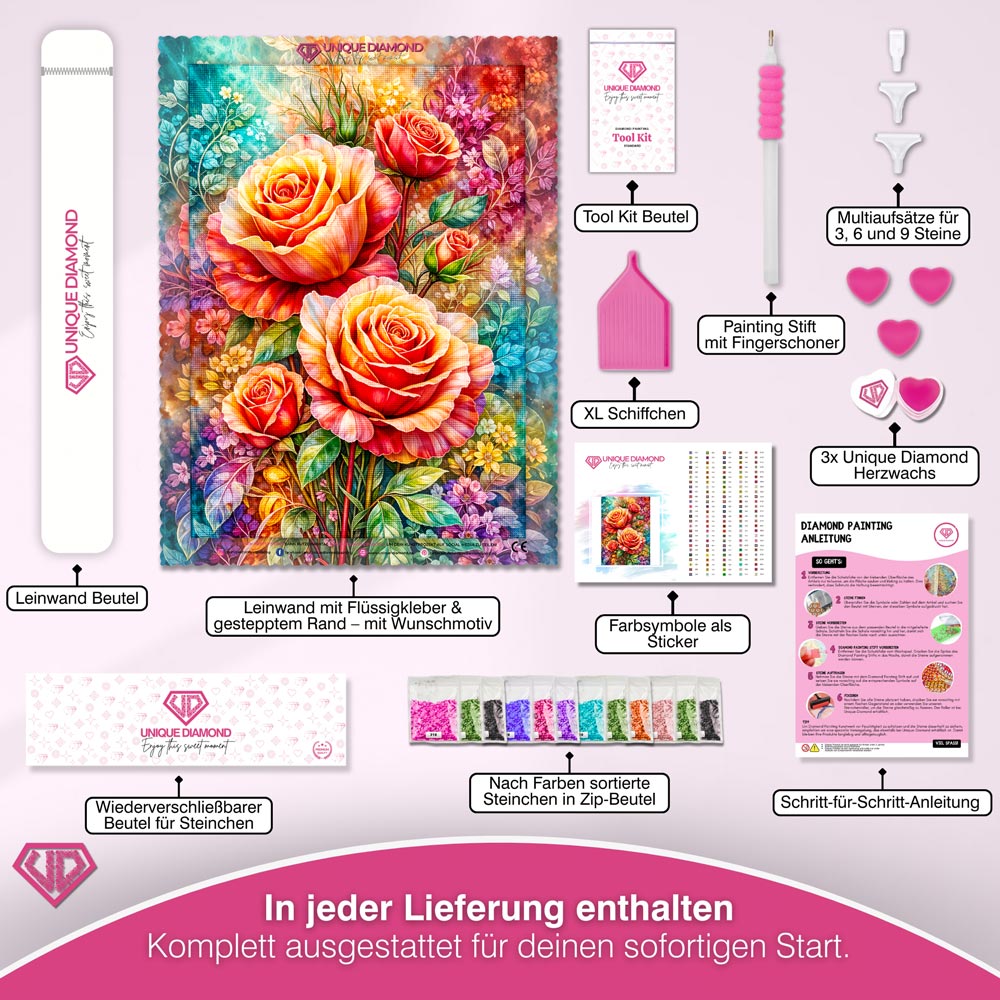 5D Diamond Painting – Radiant Rose Bouquet
