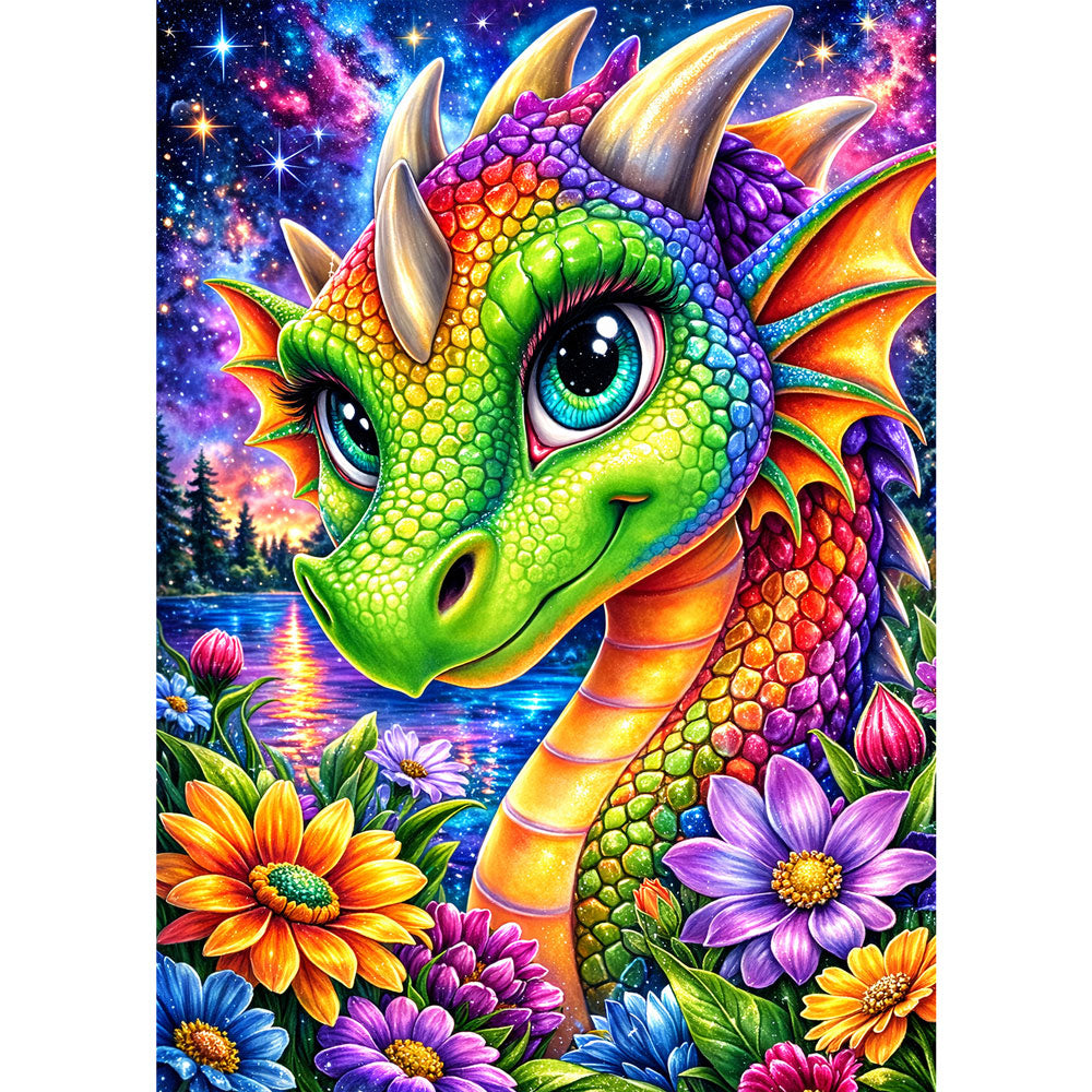5D Diamond Painting – Rainbow Dragon Dream, Unique-Diamond
