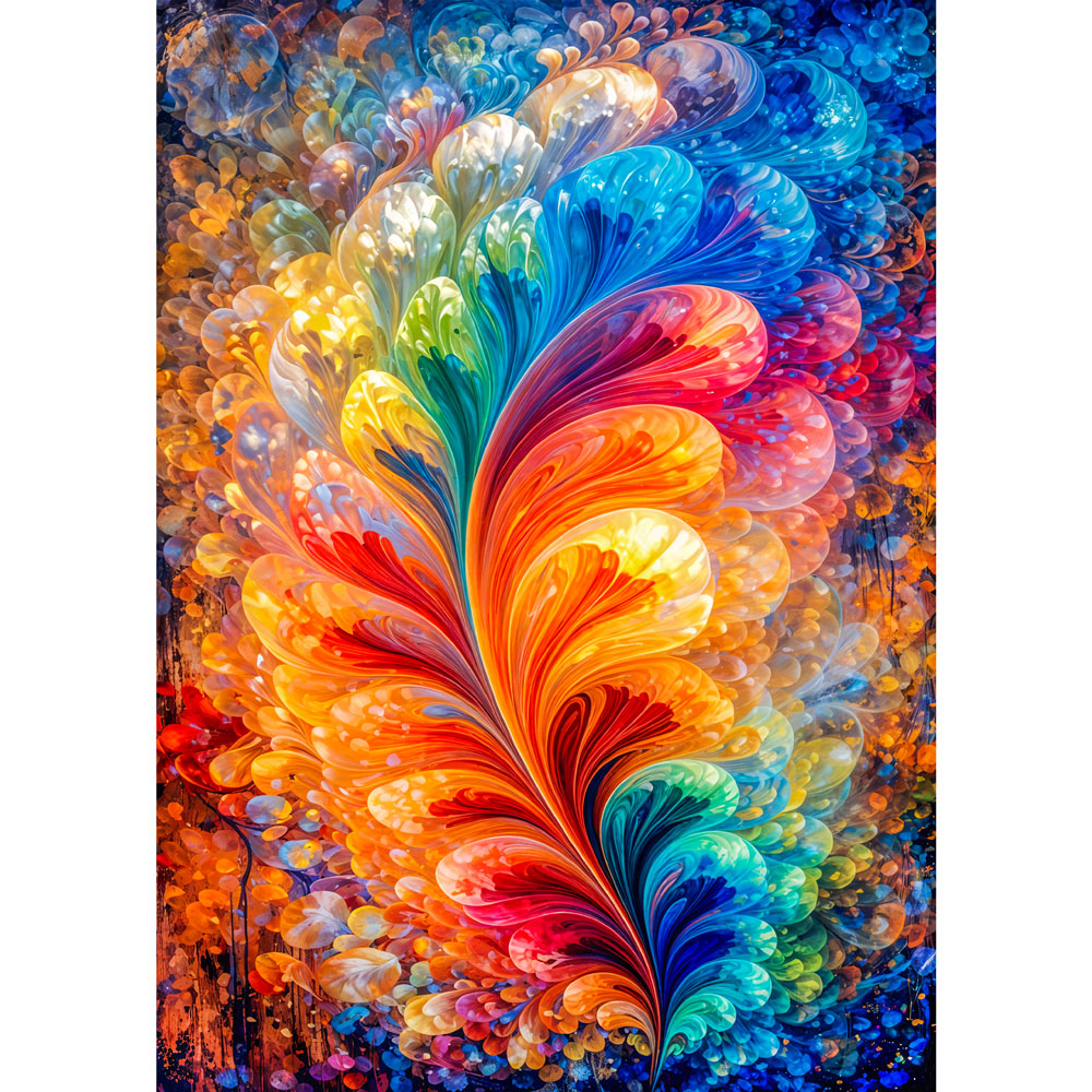 5D Diamond Painting – Rainbow Feather, Unique-Diamond