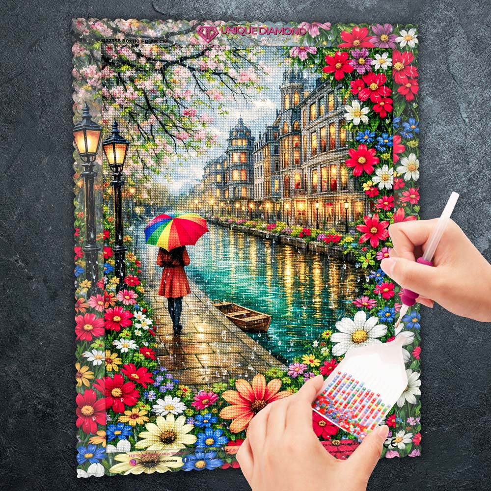 5D Diamond Painting – Rainbow Umbrella City