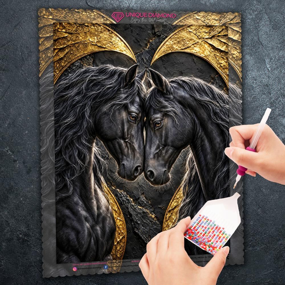5D Diamond Painting – Rappen im goldenen Herzen