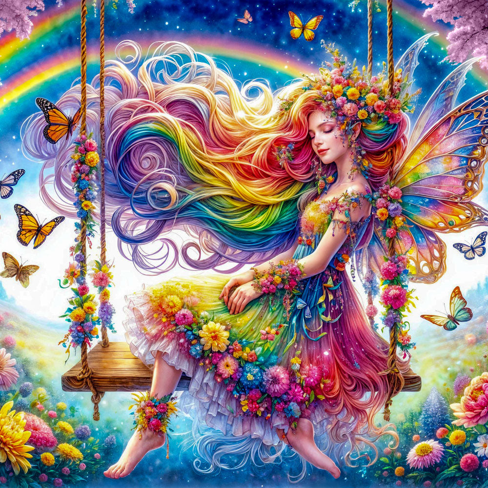 5D Diamond Painting – Regenbogenfee der Träume Unique-Diamond