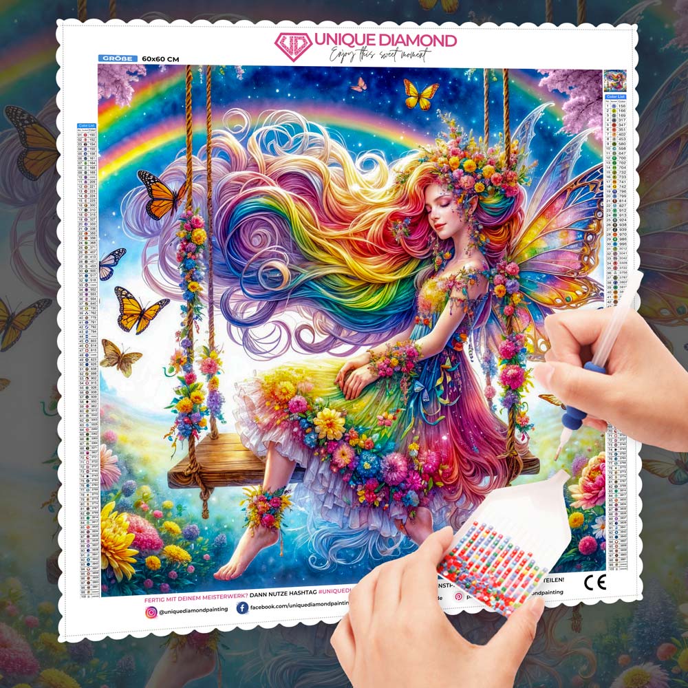 5D Diamond Painting – Regenbogenfee der Träume Unique-Diamond