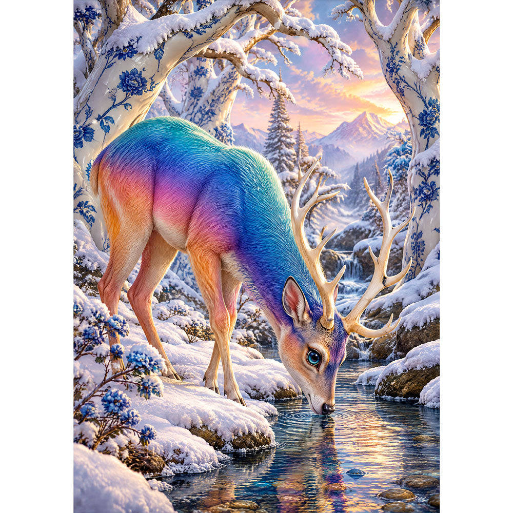 5D Diamond Painting – Regenbogenhirsch im Porzellanwald | Unique Diamond