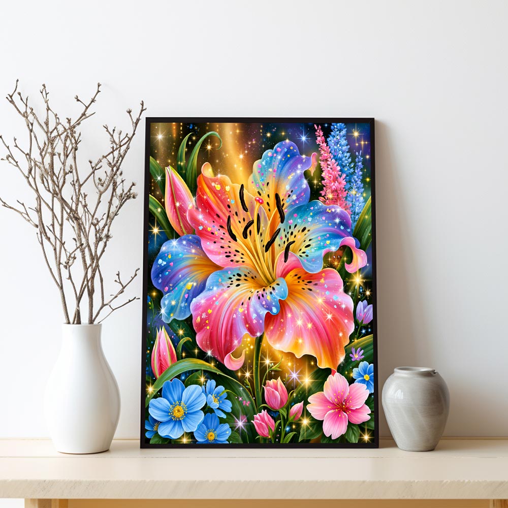 5D Diamond Painting – Regenbogenlilie voller Blütenzauber