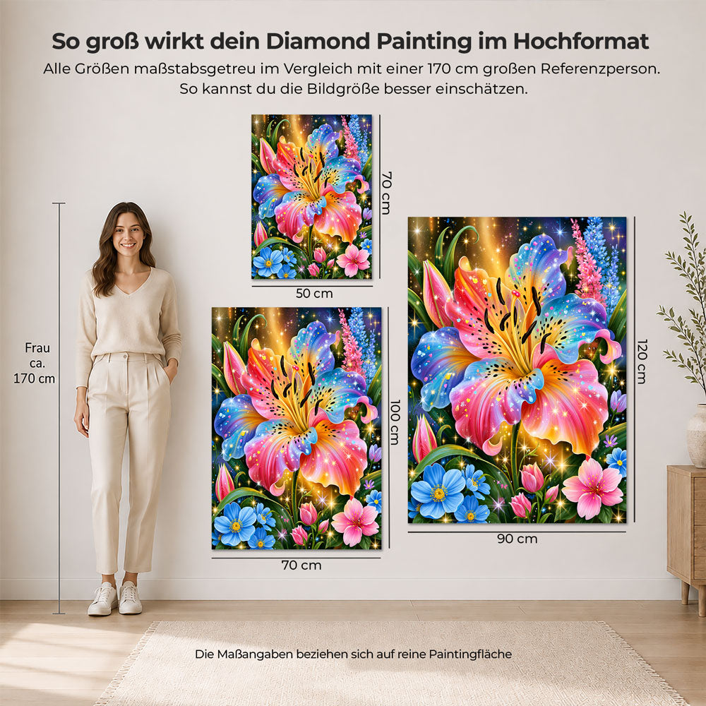 5D Diamond Painting – Regenbogenlilie voller Blütenzauber