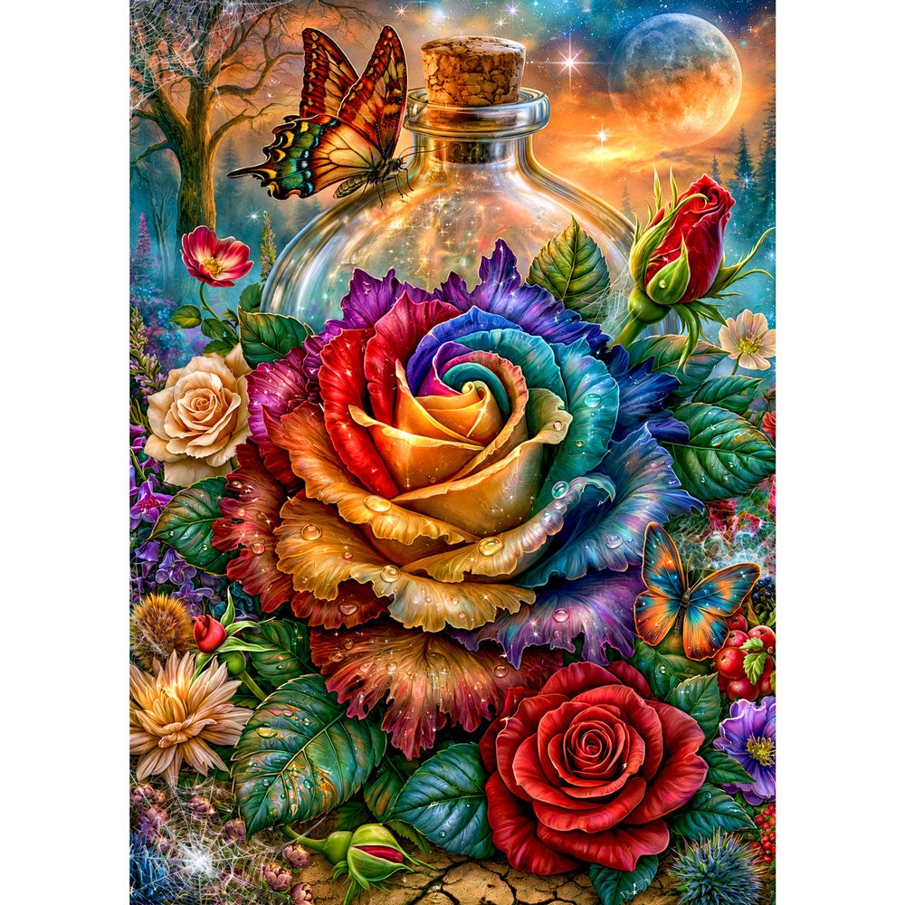 5D Diamond Painting – Regenbogenrose der Mondmagie | Unique Diamond