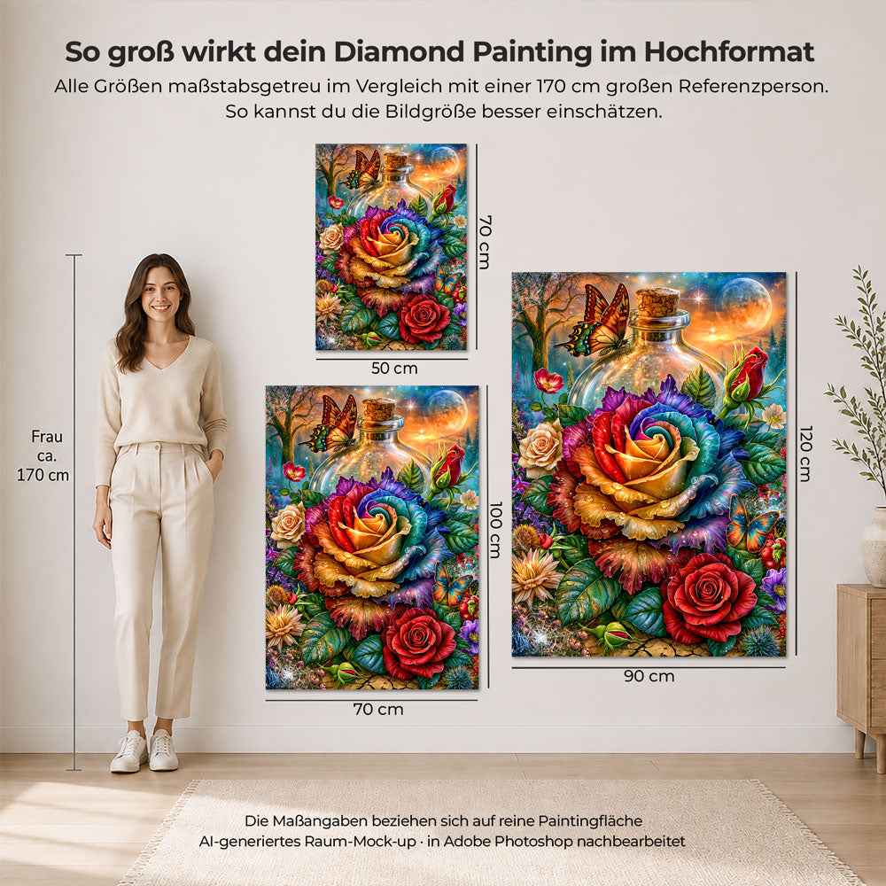 5D Diamond Painting – Regenbogenrose der Mondmagie
