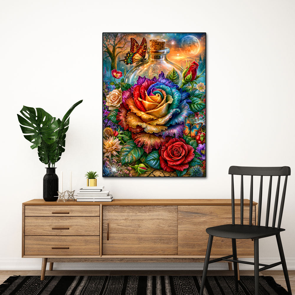 5D Diamond Painting – Regenbogenrose der Mondmagie