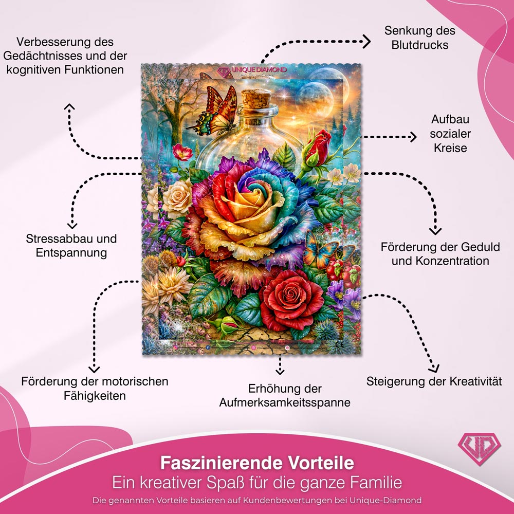 5D Diamond Painting – Regenbogenrose der Mondmagie