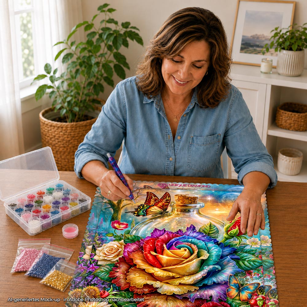 5D Diamond Painting – Regenbogenrose der Mondmagie