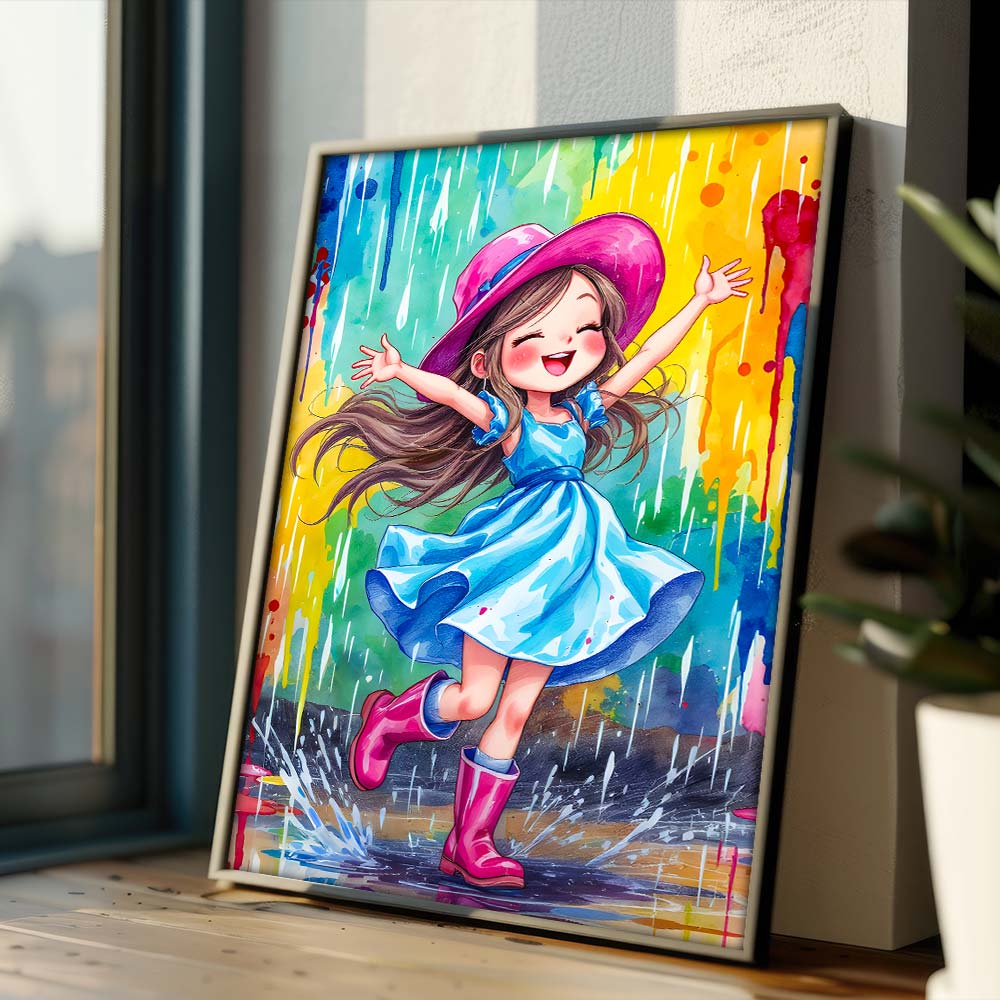 5D Diamond Painting – Regenfreude mit Leni, Unique-Diamond