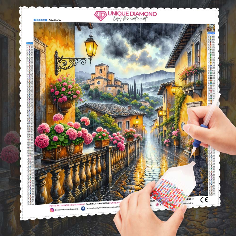 5D Diamond Painting – Regentage in Toskana, Unique-Diamond