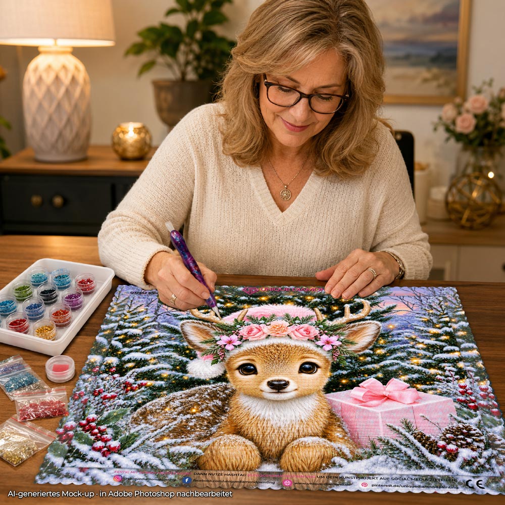 5D Diamond Painting – Rosalie im Weihnachtswald