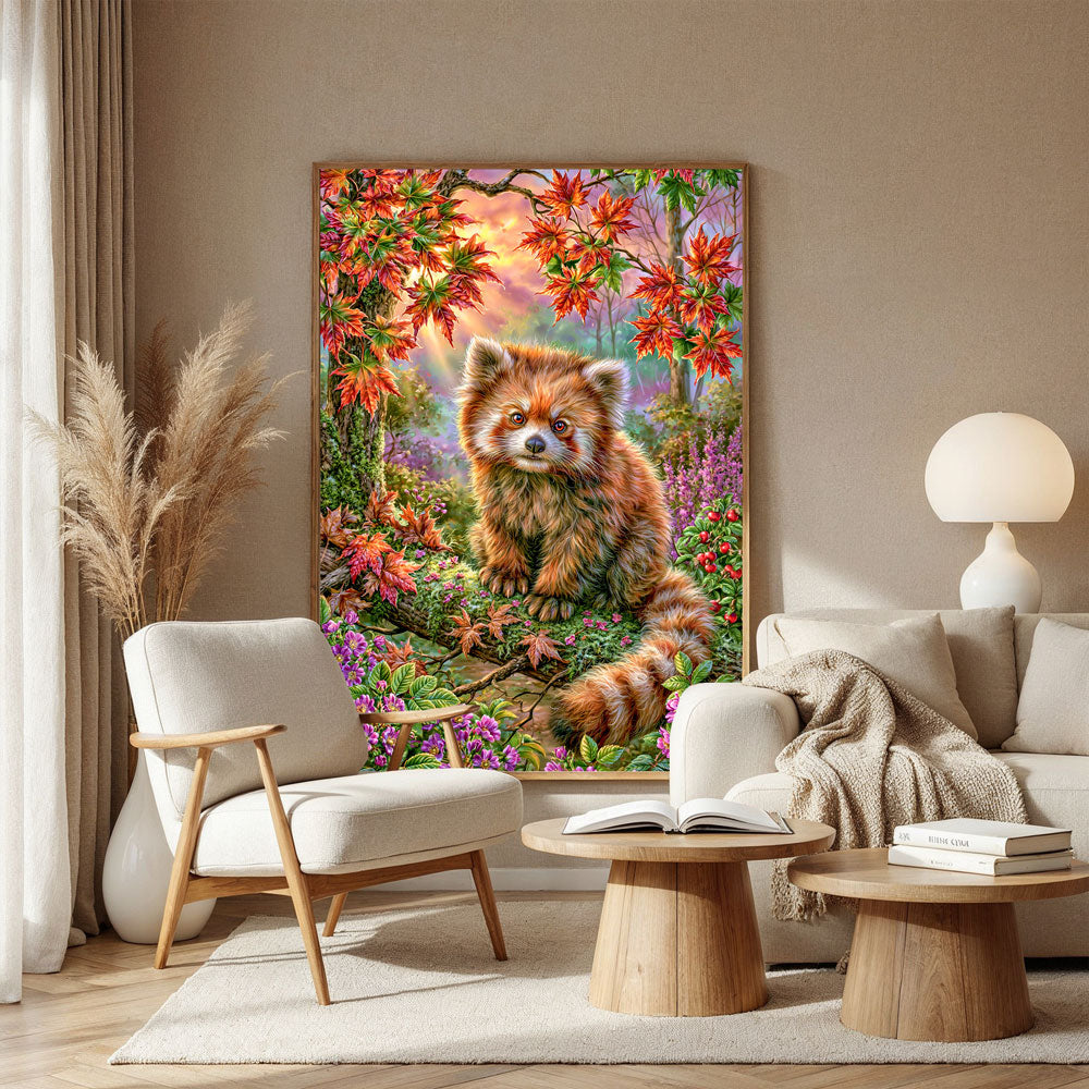 5D Diamond Painting – Roter Panda im goldenen Herbstwald