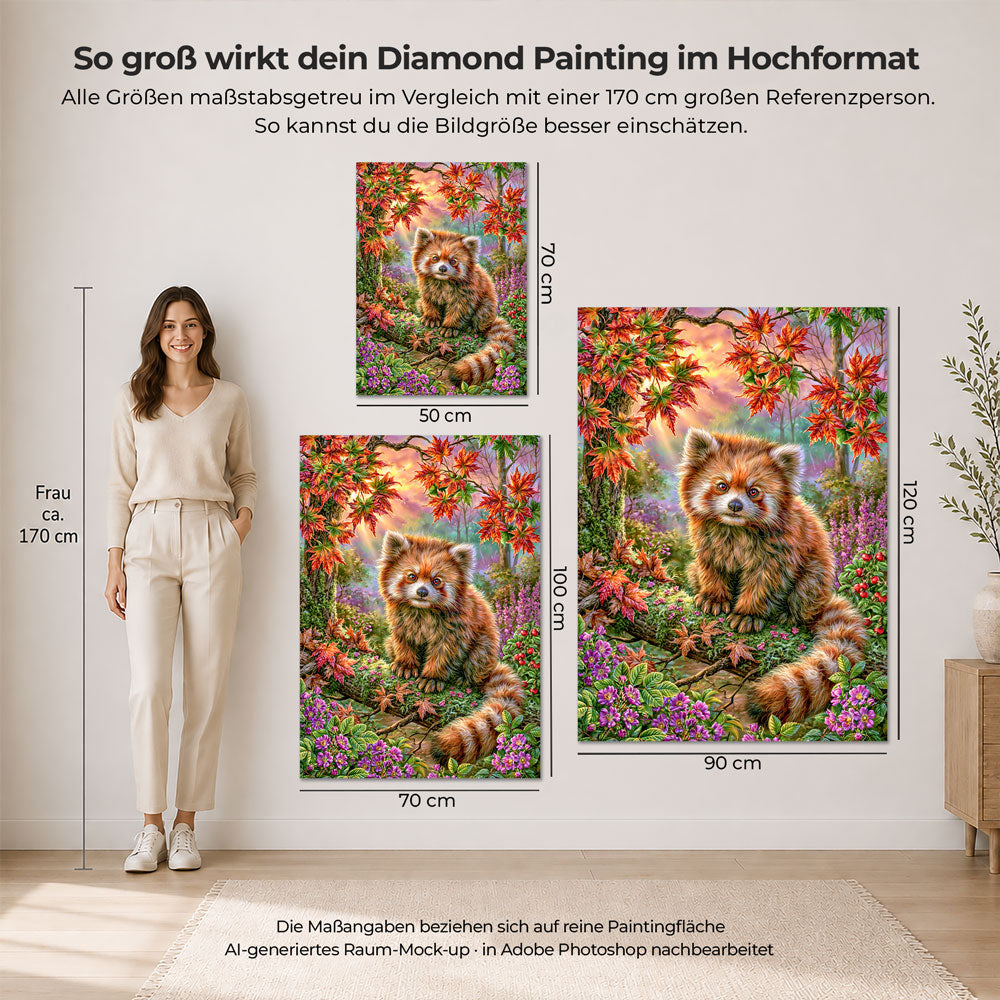 5D Diamond Painting – Roter Panda im goldenen Herbstwald