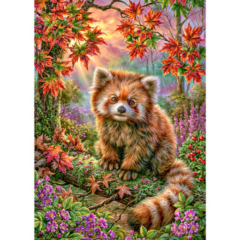 5D Diamond Painting – Roter Panda im goldenen Herbstwald | Unique Diamond