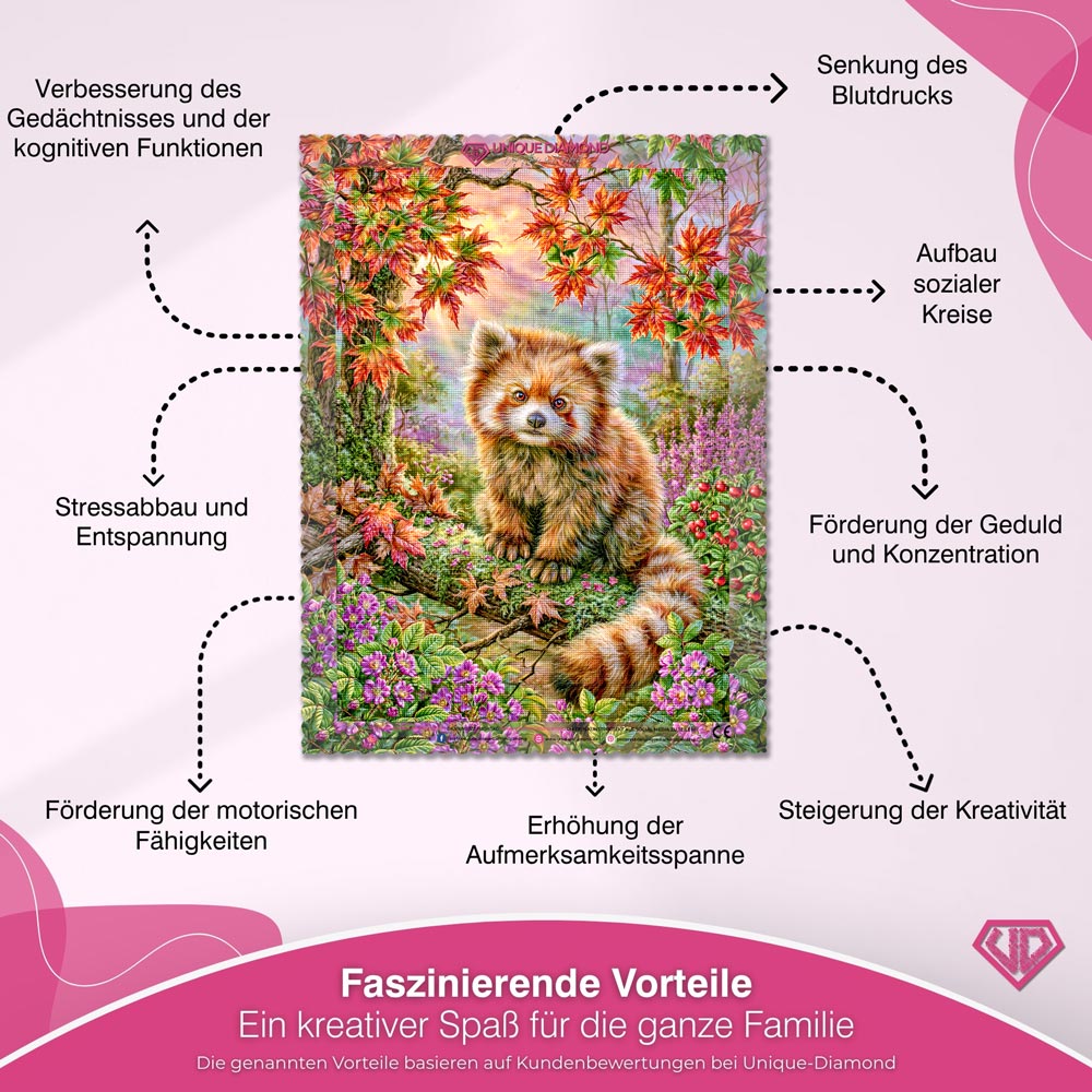 5D Diamond Painting – Roter Panda im goldenen Herbstwald