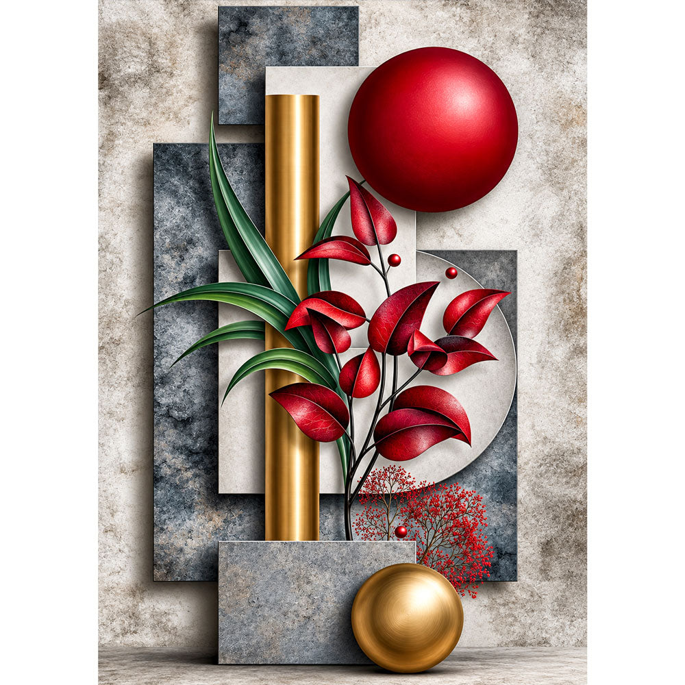 5D Diamond Painting – Rubinblätter der Harmonie | Unique Diamond
