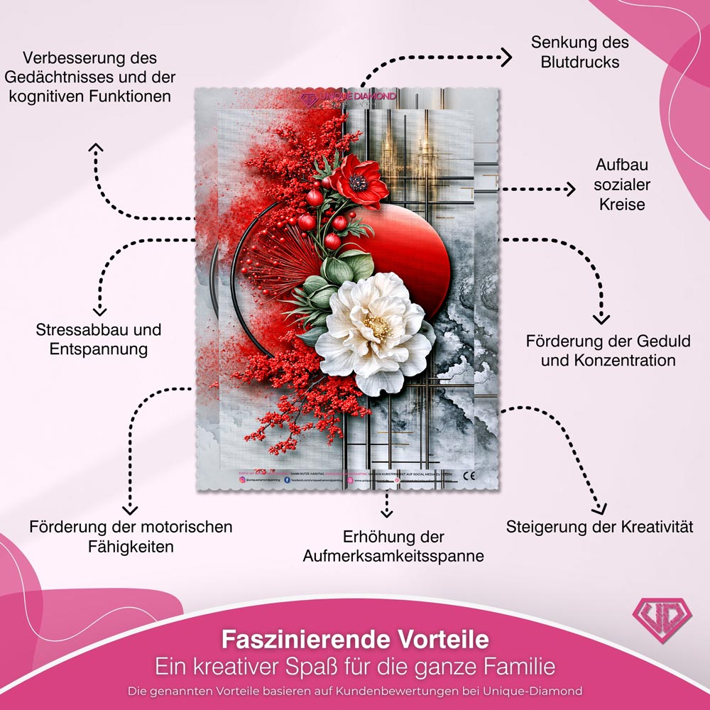 5D Diamond Painting – Rubinblüte der Eleganz