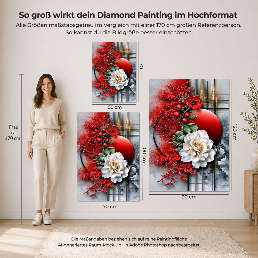 5D Diamond Painting – Rubinblüte der Eleganz