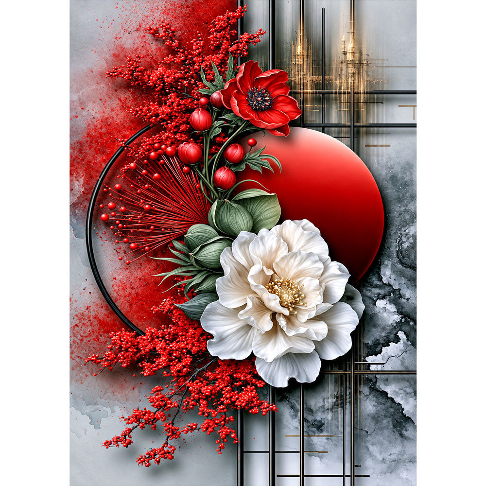 5D Diamond Painting – Rubinblüte der Eleganz | Unique Diamond