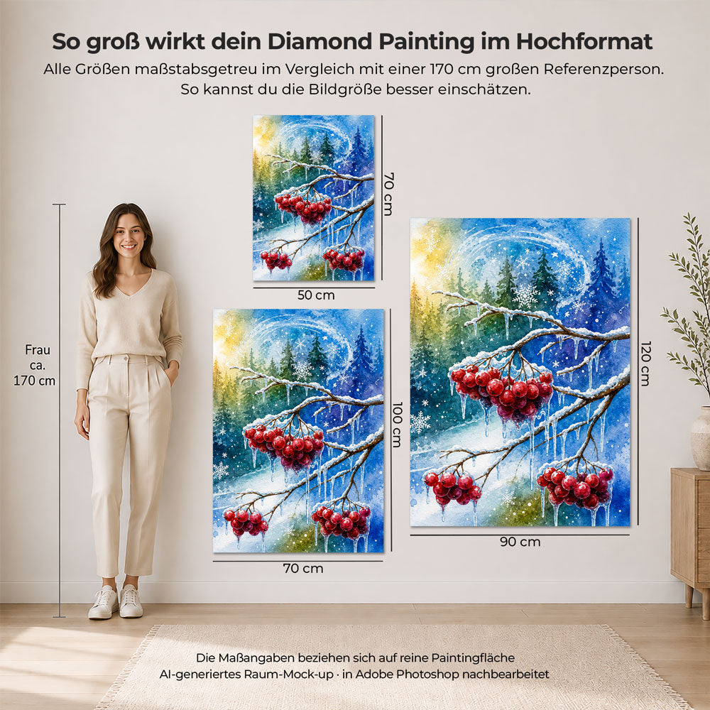 5D Diamond Painting – Rubine im Winterlicht