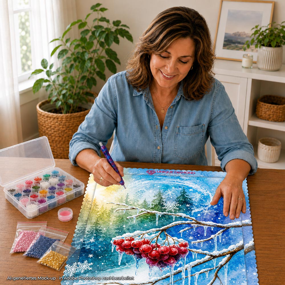 5D Diamond Painting – Rubine im Winterlicht