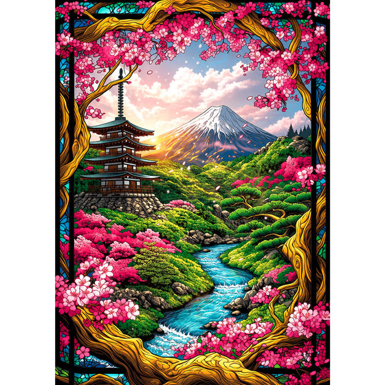 5D Diamond Painting – Sakura Valley of Fuji | Unique Diamond