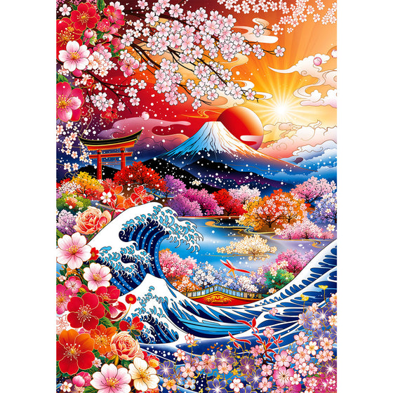 5D Diamond Painting – Sakura Waves of Fuji | Unique Diamond