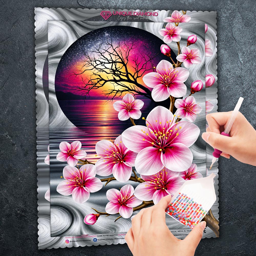 5D Diamond Painting – Sakura im Licht der Abendsonne