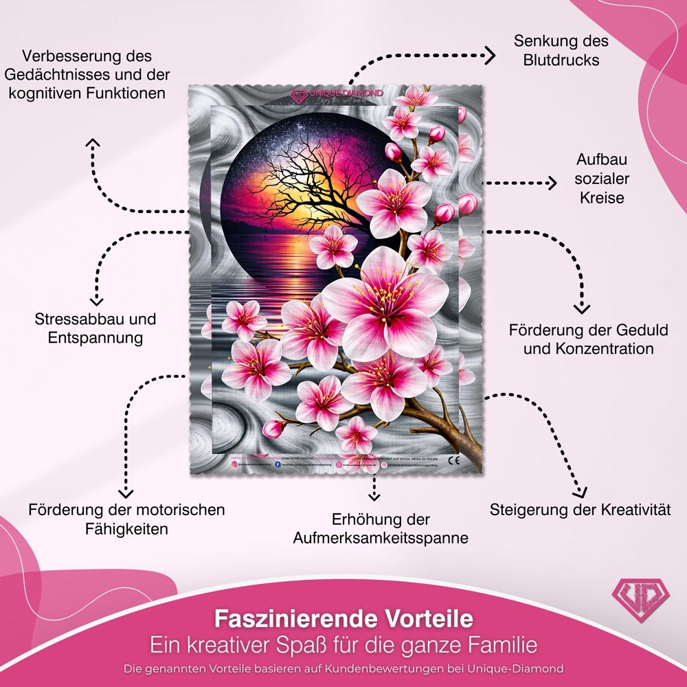 5D Diamond Painting – Sakura im Licht der Abendsonne