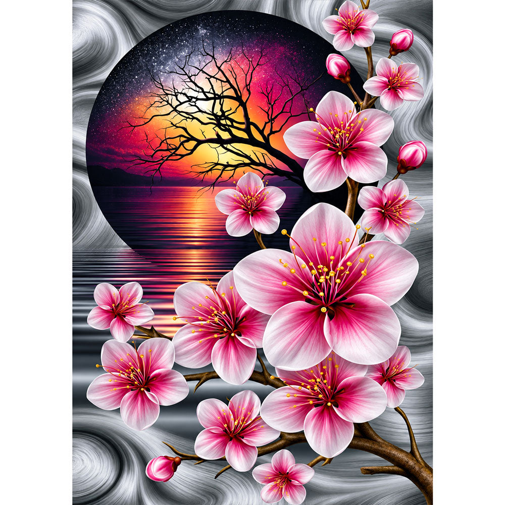 5D Diamond Painting – Sakura im Licht der Abendsonne | Unique Diamond