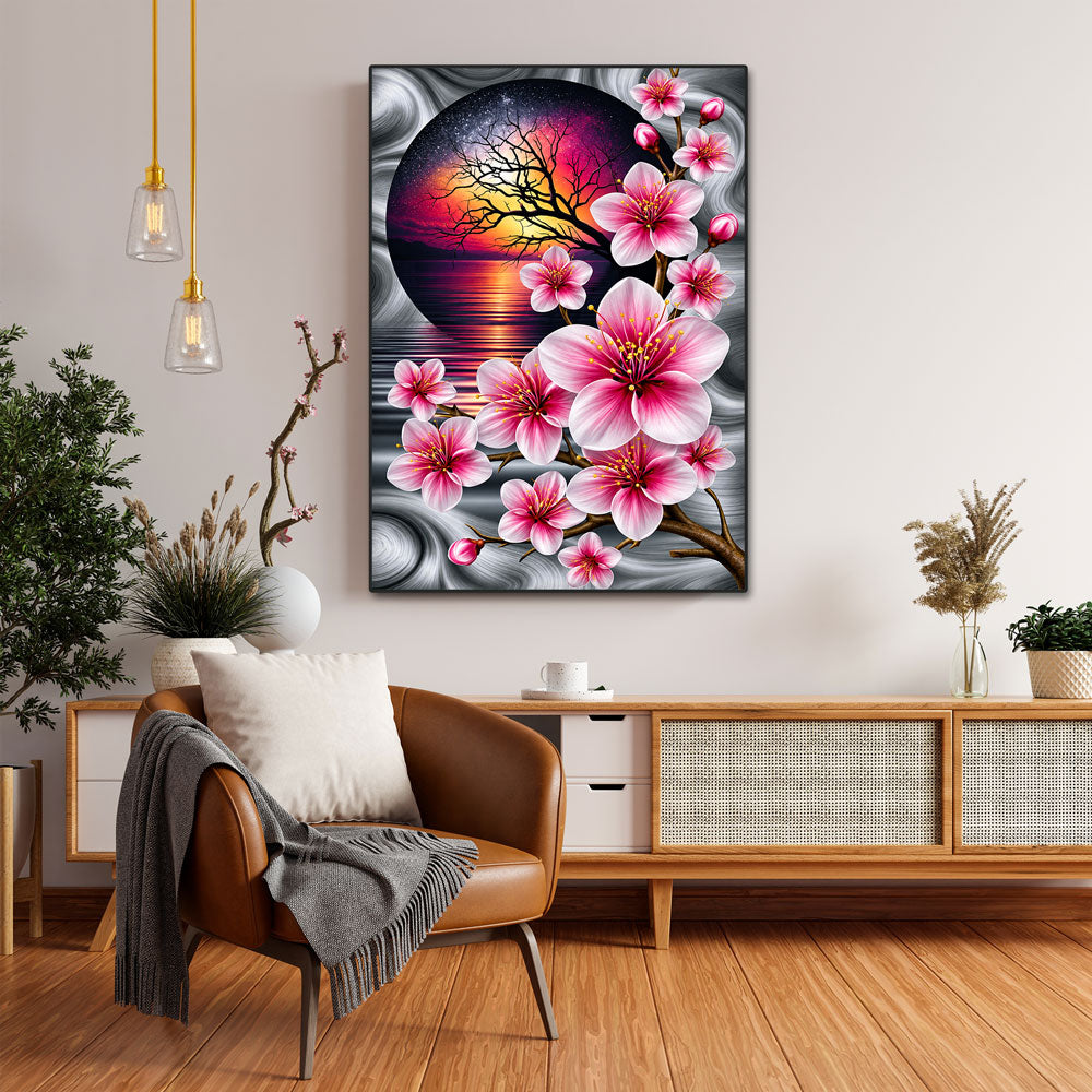5D Diamond Painting – Sakura im Licht der Abendsonne