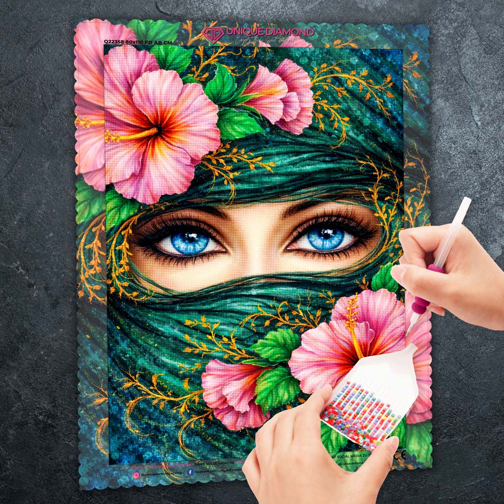 5D Diamond Painting – Samira Schleier der Hibiskusmagie