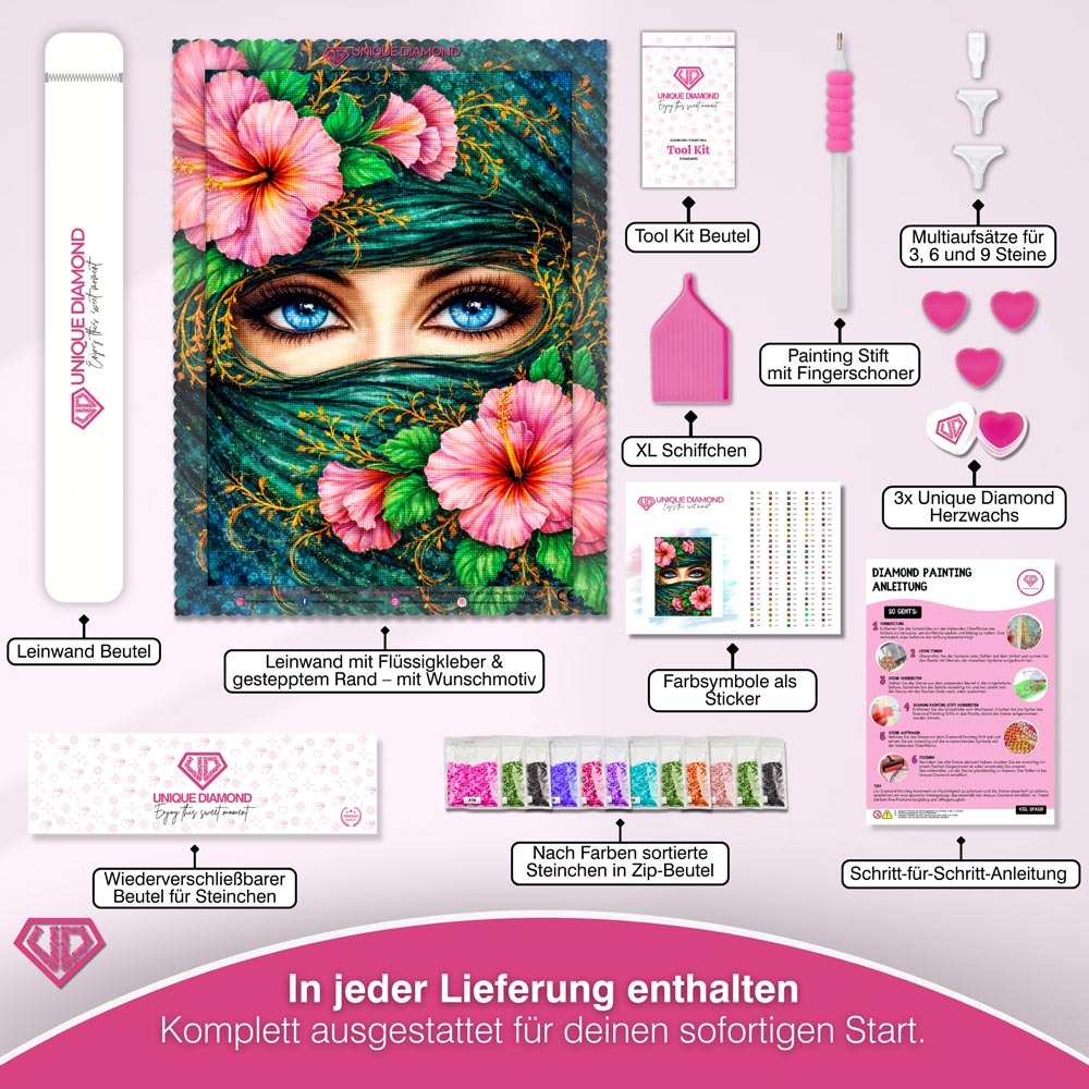 5D Diamond Painting – Samira Schleier der Hibiskusmagie