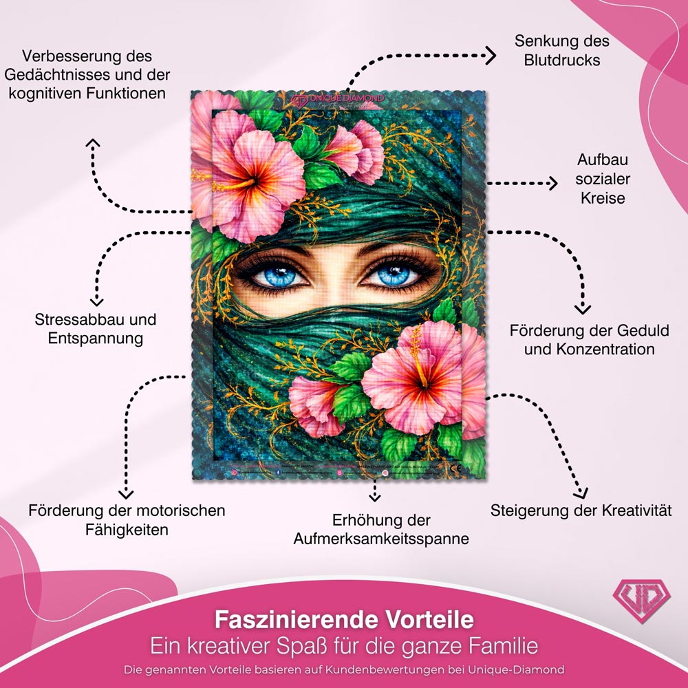 5D Diamond Painting – Samira Schleier der Hibiskusmagie