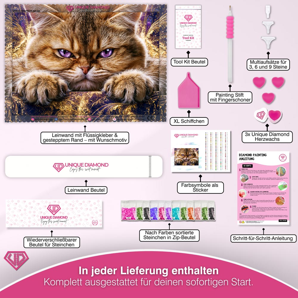 5D Diamond Painting – Samtpfote Aurelio mit Amethystblick
