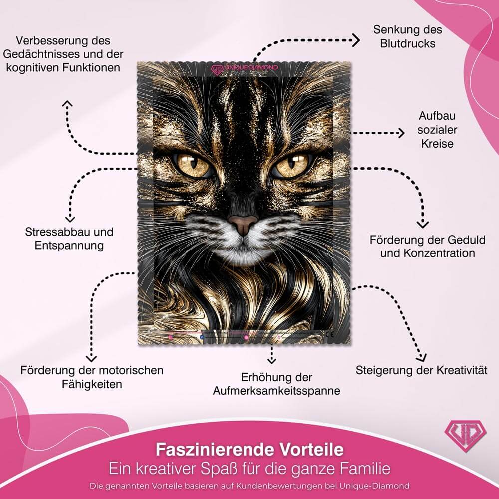 5D Diamond Painting – Samtpfote im Goldschimmer