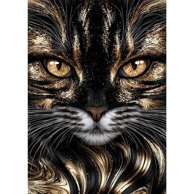 5D Diamond Painting – Samtpfote im Goldschimmer | Unique Diamond

