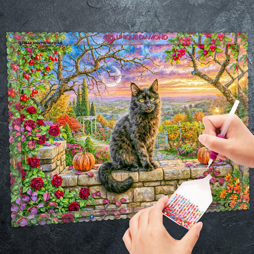 5D Diamond Painting – Samtpfote im Herbstgarten