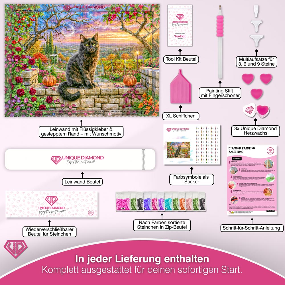5D Diamond Painting – Samtpfote im Herbstgarten