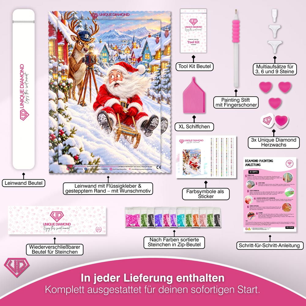 5D Diamond Painting – Santa in der Rentier-Radarfalle