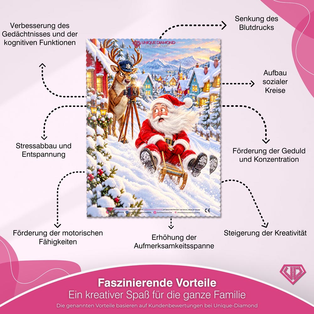 5D Diamond Painting – Santa in der Rentier-Radarfalle