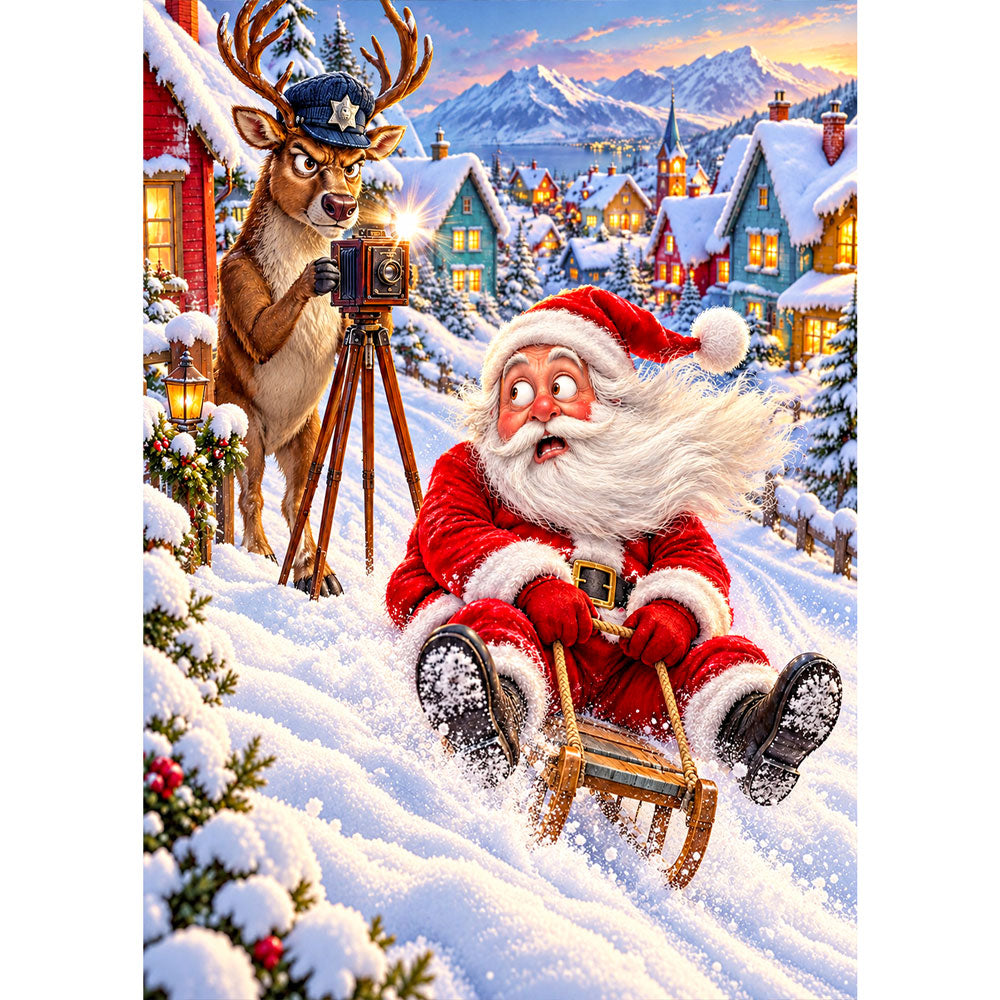 5D Diamond Painting – Santa in der Rentier-Radarfalle | Unique Diamond