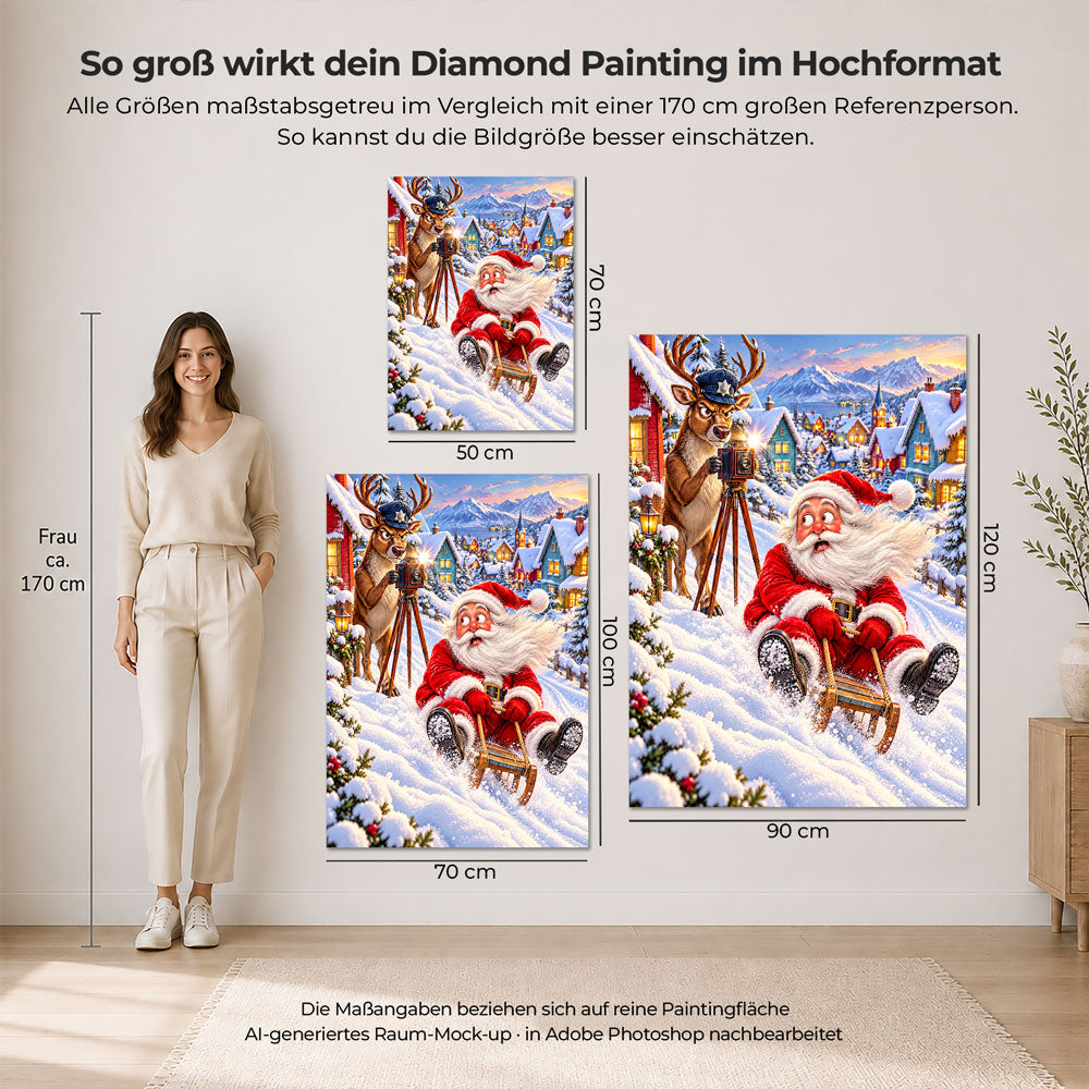 5D Diamond Painting – Santa in der Rentier-Radarfalle