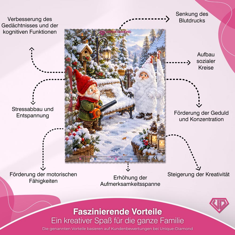 5D Diamond Painting – Schneechaos im Wichtelgarten