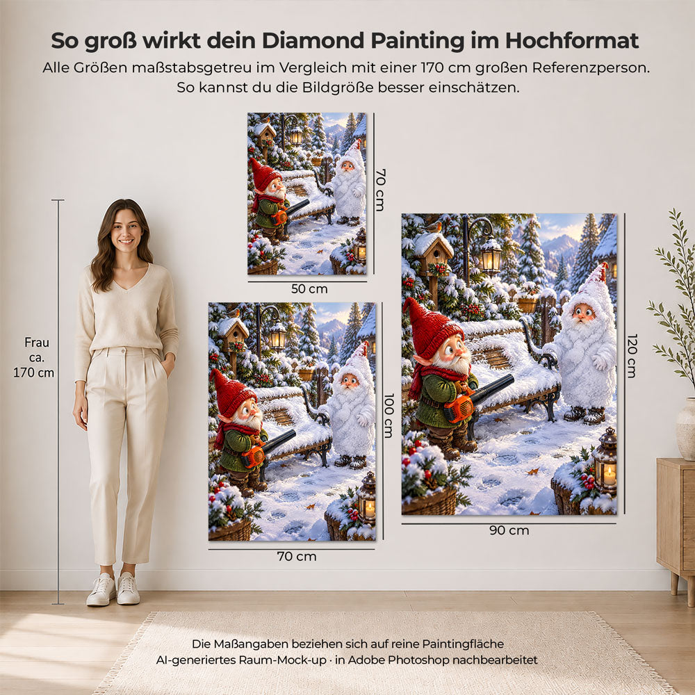 5D Diamond Painting – Schneechaos im Wichtelgarten