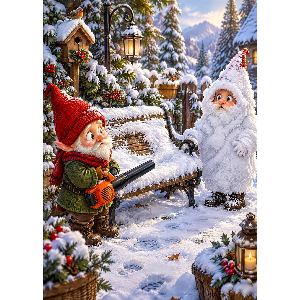 5D Diamond Painting – Schneechaos im Wichtelgarten | Unique Diamond