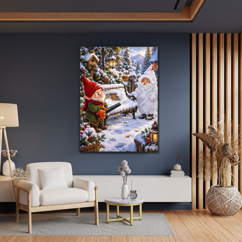5D Diamond Painting – Schneechaos im Wichtelgarten